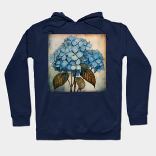 Simple Blue Folk Art Hydrangea Flower Hoodie